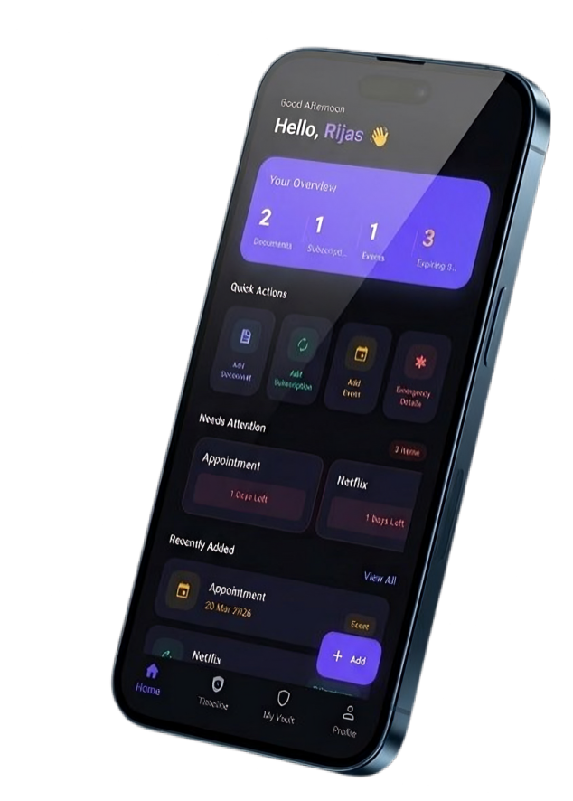 DocXpire App Home Interface